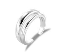 ALEXCRAFT Double Sterling Silver Rings for Women, 2in1 Chunky Thick Ring Adjustable Large Wide Smooth Open Dome rings Set 925 Sterling Silver Chunky Thumb Finger-Ring for Women Lady Men