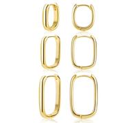 ALEXCRAFT Gold Hoop Earrings for Women, 14K Goldplated Small Square Hoop Earrings Set, 3 Pairs 925 Sterling Silver Cartilage Huggie Square Shape Hoop Earrings Gold Geometric Quadrilateral Earrings