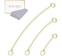ALEXCRAFT Gold Necklace Extender, 3 Pcs Sterling Silver Chain Extender for Necklace 14k Gold Plated Bracelet Anklet Extender (1, 2, 3 inch)