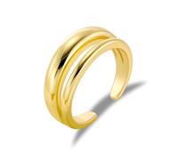 ALEXCRAFT Gold Rings for Women, 2in1 14K Goldplated Double Chunky Thick Smooth Open Double Dome rings Adjustable Gold Statement Large Wide Chunky Thumb Finger Ring for Women Lady Jewelry