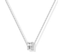 ALEXCRAFT Necklace for Women Silver Necklace with Double Ring Pendant Zircon Charm Pendant - Adjustable Chain O-Link Chain Clavicle Chain Gift for Women 40+5cm
