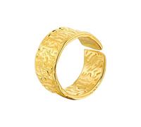 ALEXCRAFT Rings Women Gold Mens Adjustable Rings Chunky Tarnish Free Gold Ring Toe Thumb Promise Band Stainless Steel 14K Gold Plated Open extured Wide Face Statement