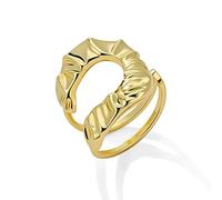 ALEXCRAFT Silver Hammered Rings for Women, 14K Goldplated Adjustable Rings | Hypoallergenic Hammered Ring Adjustable 6-8 Size Large Open Wide Flat Curved Water Drop Thumb Rings for Women Lady Jewelry