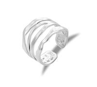 ALEXCRAFT Silver Rings for Women, Stainless Steel Large Chunky Wide Hammered Curved Open Rings Sterling Silver 925 Adjustable Fixed Multi Layered Stackable Wide Thumb Ring for Women Lady Men