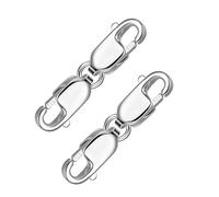 ALEXCRAFT Solid Sterling Silver 925 Double Clasps, 2PCS Large Lobster Clasp 10mm, Claw Clasps Bracelet Necklace Extension Connector Jewelry Making