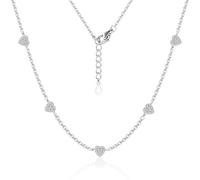 ALEXCRAFT Stackable Silver Necklace for Women Adjustable 925 Sterling Silver Cubic Zirconia Heart Necklaces Trendy Dainty No Pendant Single Clavicle Heart necklace Stack Jewelry Chains for Women Lady