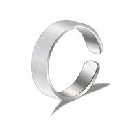 ALEXCRAFT Ster Silver Rings for Women Adjustable White Gold Plated Finger Toe Rings 10mm wide open brushed texture ring Bands Plain Finger Ring