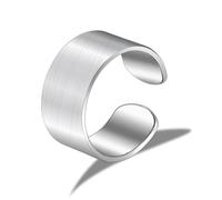 ALEXCRAFT Ster Silver Rings for Women Adjustable White Gold Plated Finger Toe Rings 5mm wide open brushed texture ring Bands Plain Finger Ring