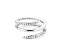 ALEXCRAFT Sterling Silver Plated Rings Hypoallergenic Cubic Zirconia Multi Layered Silver Large Chunky Wide Open Rings Adjustable Fixed Stackable Eternity Promise Thumb Ring for Women Trendy