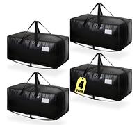 AlexHome Heavy Duty, Extra Large Packing Bags - Reusable Plastic Moving Totes, Clothes Storage Containers, Compatible with Ikea Frakta Cart (Black, Set of 4)
