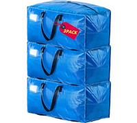 AlexHome Moving Bags Heavy Duty,Extra Large Packing Bags for Moving,Reusable Plastic Moving Totes,Clothes Storage Containers,Compatible with Ikea Frakta Cart (Blue,Set of 3)