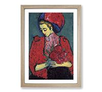 Alexi Von Jawlensky Holding Flowers Framed Print | A2 Oak Framed Wall Art | Ready to Hang | Modern Floral Picture | Living Room Bedroom Lounge Office