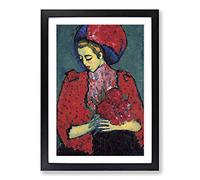 Alexi Von Jawlensky Holding Flowers Framed Print | A2 Oak Framed Wall Art | Ready to Hang | Modern Floral Picture | Living Room Bedroom Lounge Office
