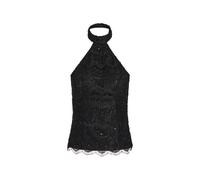 ALEXIA & ANTONIA embellished lace halter top - Black XS-S-M