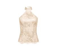 ALEXIA & ANTONIA embellished lace halter top - Neutrals XS-S-M