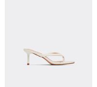 Alexia Thong Strap Heeled Mule In White Faux Leather., Women's Size UK 8