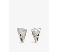 Alexis Bittar Womens Rhodium Solanales Folded Rhodium-tone Brass and Crystal Earrings