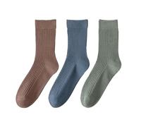 Alexis Leroy Men's Crew Socks Casual Athletic Calf Socks 3 Pairs, Brown/Blue/Green, One Size