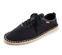Alexis Leroy Men's Lace Up Canvas Flat Espadrilles Black 8 UK