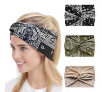 Alexis Leroy Women's 3 Piece Elastic Turban Headband Fashion Casual Set Forest Style