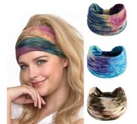 Alexis Leroy Women's Fashion Headbands Boho Tie Dye Hairbands Non Slip Elastic Sweatband Hair Accessories 3 Pack Nature Style Set