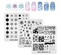 Alexnailart 3 Pieces Nail Stamping Plates Christmas Nail Art Plates Set Snowflake Ice Image Template Nail Design Manicure Stencils Tool (Set 1)