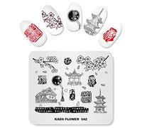 Alexnailart Nail Stamping Plate Nail Art Stamp Template Image Stencils Manicure Print with Chinese style Pavilion Cherry blossoms Seal Patterns Nail Art DIY Tool