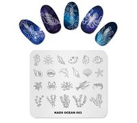 Alexnailart Nail Stamping Plate Ocean Theme Image Design Templates Marine life Seaweed Shell Conch Wave point Pattern Manicure Print DIY Nail Art Tools