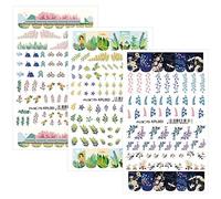 Alexnailart Nail Water Transfer Stickers Set Flowers Fashion Decals for women girls Nail Tattoo Watermark Nail Art Accessories Nail design DIY Manicure Decorations Tool (3pcs-set1)