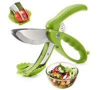 ALEXPHY Salad Scissors, Salad Chopper with Double Blades, Lettuce Chopper, Lettuce Scissors for Chopped Salad, Chopped Salad Chopper Tool for Tossing and Chopping in Salad Bowl (Green)