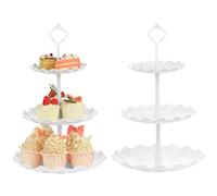ALEXPRE 2PCS 3 Tiers Plastic Cupcake Stand(White)
