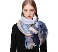 Alexvyan Winter Blue Multicolor Long Warm Stoles Shawls Long Big Checked Scarves Woolen Women Casual Scarf Soft Wrap for Casual Formal Occassions- 200CM*70CM, Blue & Multicolor, One Size