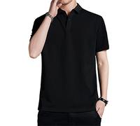 ALEYHA Mens Polo Shirt Polo Shirt Men's Short Sleeve Summer Solid Color Polo Shirt Men's Outdoor Short Sleeve Polo Shirt Men Sport Shirts Golf Buttons A-Black1 XXL