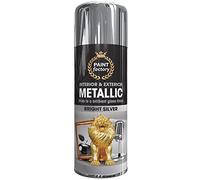 AlezyB - 1 x Metallic Bright Silver Spray Paint 400ml Multi-Purpose Aerosol Use for Metal and Wooden Furniture, Ornaments, Decorative Items and Much More for Interior & Exterior