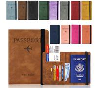 AlezyB 1 x RFID Dark Brown Passport Holder Cover,PU Leather Travel Document Holder for Men & Women, Passport Case with RFID Blocking, Travel Wallet Organiser, Travel Accessories - RPC-2