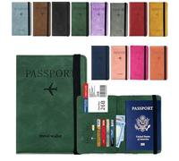 AlezyB 1 x RFID Green Passport Holder Cover,PU Leather Travel Document Holder for Men & Women, Passport Case with RFID Blocking, Travel Wallet Organiser, Travel Accessories - RPC-2