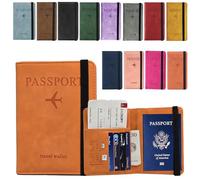 AlezyB 1 x RFID Orange Passport Holder Cover,PU Leather Travel Document Holder for Men & Women, Passport Case with RFID Blocking, Travel Wallet Organiser, Travel Accessories - RPC-2