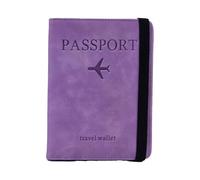 AlezyB 1 x RFID Purple Passport Holder Cover,PU Leather Travel Document Holder for Men & Women, Passport Case with RFID Blocking, Travel Wallet Organiser, Travel Accessories - RPC-2