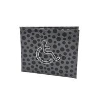 AlezyB - 1x Dotted Grey Disabled Badge Holder, PU Leather Badge Wallet Protector Disabled Parking Permit Cover Holder
