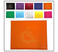 AlezyB - 1x Orange Disabled Badge Holder, PU Leather Badge Wallet Protector Disabled Parking Permit Cover Holder