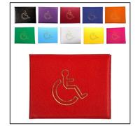 AlezyB - 1x Red Disabled Badge Holder, PU Leather Badge Wallet Protector Disabled Parking Permit Cover Holder