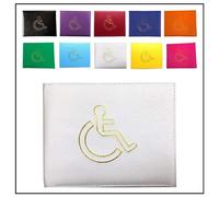 AlezyB - 1x White Disabled Badge Holder, PU Leather Badge Wallet Protector Disabled Parking Permit Cover Holder