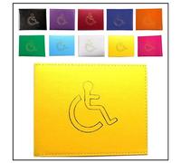 AlezyB - 1x Yellow Disabled Badge Holder, PU Leather Badge Wallet Protector Disabled Parking Permit Cover Holder
