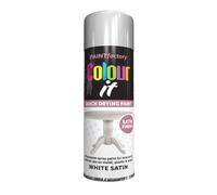 AlezyB - 2 x White Satin All Purpose Aerosol Spray Paint 250ml. Excellent Coverage, Quick & Fast Drying for interior & exterior Multipurpose Spray for Metal | Plastic | Wood | Glass.