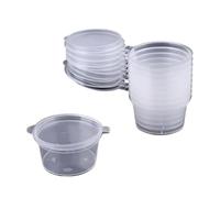 AlezyB - 200 Pcs (4oz - 120ml) Reusable Clear Round Plastic Hinged with Lids, Reusable Plastic Sauce Pots, Perfect for Takeaways, Restaurants,Chutney, Ketchup Container & Hinged Sauce Pots