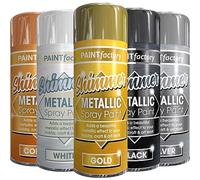 AlezyB - 5 Mix Cans Metallic spray paint 200ml Multipurpose AerosoL,Gold Silver Copper Black White Quick and Fast Drying and Excellent Coverage for Metal, Wood, Plastic - A6