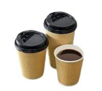 AlezyB - 50 Pcs Kraft 8 Ounce OR 8oz Brown Ripple 3 Ply Disposable Insulated Paper Cups with Lids for Tea, Coffee, Hot Drinks & Parties | Leak-Proof Take Away Cups for Home, Office and Cafes