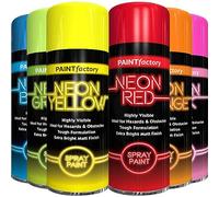 AlezyB 6 Mix Cans Fluorescent Neon Spray Paint Multipurpose Aerosol DIY Graffiti (Banksey) N0 CFCs Extra Bright Assorted Colours Paint Blue Green Orange Pink Yellow Red 200ml - A4