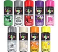 AlezyB - 9 Mix Cans Gloss Finish All Purpose spray paint 400ml Multipurpose AerosoL, Quick and Fast Drying and Excellent Coverage for Metal, Wood, Plastic and More - A12