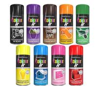 AlezyB 9 Mix Cans Gloss Finish All Purpose spray paint 400ml Multipurpose AerosoL, Quick and Fast Drying and Excellent Coverage for Metal, Wood, Plastic - A10